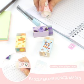 Mebamce 6 PCS Novelty Pencil Eraser Cute Fruit Erasers Animal Erasers School Supplies Creative Rubbers Long Lasting Erasers for Classroom Reward Prize Back-to-School Gifts Party Favors