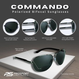 proSPORT Aviator Polarized Bifocal Sunglass Readers Fishing Driving Gray Lens Case Spring Hinge Men Women + 2.00 1.50 1.75 2.0 2.25 2.50