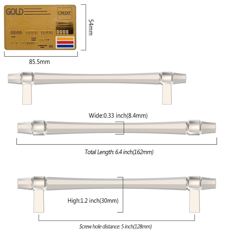 Amerdeco 10 Pack Brushed Satin Nickel Cabinet Pulls 5 Inch(128mm)