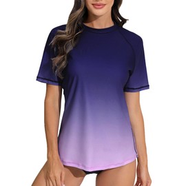 Halcurt UV Shirt, Women's Short-Sleeved Rash Guard UPF 50+ Swimming Shirt, Quick-Drying Swimming Shirt, M-XXL