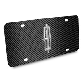 iPick Image for Lincoln 3D Large-Size Metal Logo on Black Carbon Fiber Pattern Stainless Steel License Plate - Official Licensed