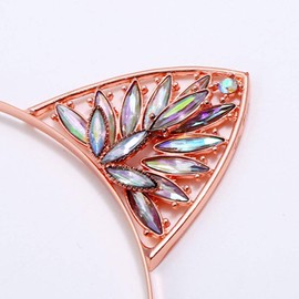 Lurrose Cat Ears Headband Crystal Rhinestone Cat Hair Band Hair Accessories for Christmas Birthday Wedding Party (Rose Gold)