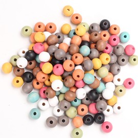 HERZONE Pack of 500 Round Wooden Beads in Colourful Natural Matte Wood Beads for Threading for DIY Jewellery Making (Colourful/10 mm)
