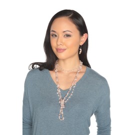 HinsonGayle 'Sofia' 2-Strand Pink Freshwater Cultured Pearl & Rose Quartz Necklace & Dangle Earrings-40 in length