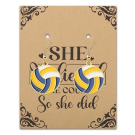 PLITI Volleyball Girl Gift Volleyball Player Gift She Believed She Could So She Did Volleyball Earrings (Volleyball earringsCA)