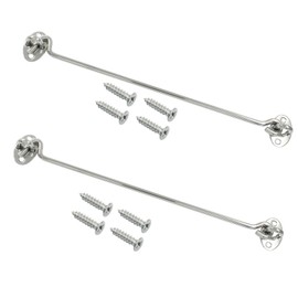 Unlorspy 2 Sets Hook and Eye Latch Stainless Steel Cabin Hook Eye Latch with Mounting Screws for Gate Shutters, Window, Cabinet and Fence (30cm/12 Inch)
