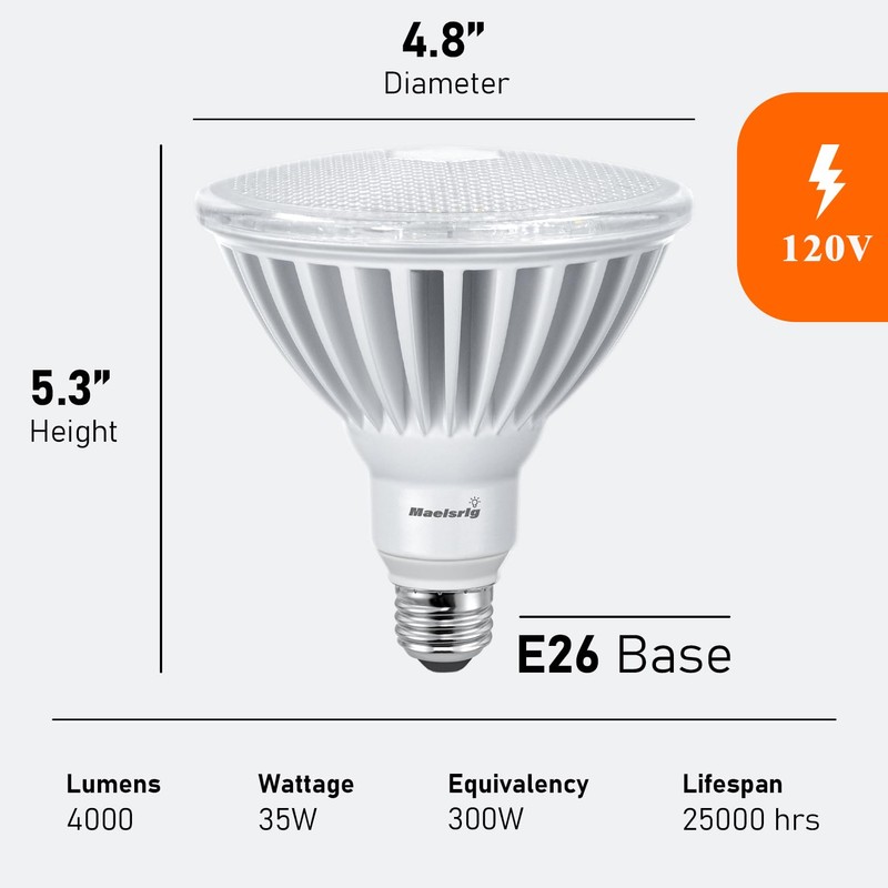 Maelsrlg PAR38 LED Flood Light Bulbs, 300W Equivalent, Indoor Outdoor