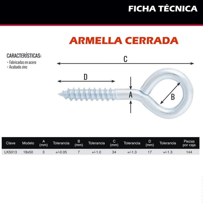 Dogotuls LK5013 Armella Cerrada, Paquete de 144
