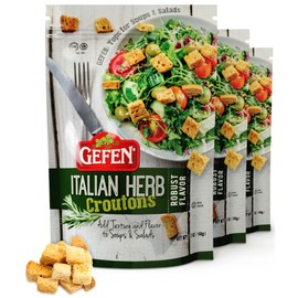 Gefen Italian Herb Caesar Croutons, 5.2oz (3 Pack) | Dairy Free, Robust Flavor, Perfect for Soups, Salads, Casseroles, and Your Frying Needs, Certified Kosher