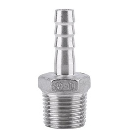 Barb Hose Connector, Stainless Steel SS304 Threaded Hose Fitting Male X Barb Hose Connector BSP 1/8 inch ~ 3/4 inch (1/2 inch x 10 mm)