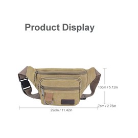 Unisex Canvas Fanny Pack Casual Crossbody Wallet Waist Bag Bum Bag for Sports Festival Workout Morning Jogging Running (Brown)