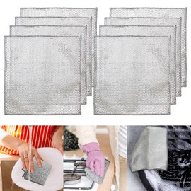 8 PCS Wire Dishwashing Rags Microfiber Cleaning Cloths,Multipurpose Non Scratch Wire Dishwashing Rags for Wet and Dry,Reusable Cleaning Rags for Cleaning Tableware Pots Grills Stoves