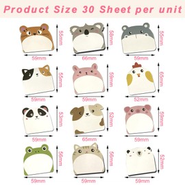 YPYMOD YPYMOD 12 Packungen Kinder Haftnotizen, Cartoon Niedliche Haftnotizen, Selbstklebende Notizblöcke für Schüler, ideal für Büro, Kinder, Studenten, Kindergeburtstagsgeschenk (6cm*5,5cm,12 * 30 Blätter)