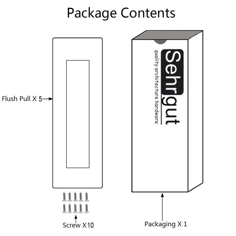 Sehrgut Flush Pull (5 Pack) 6" Rectangular-Satin Brushed, Free of