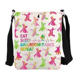 JYTAPP Ballroom Dance Heartbeat Crossbody Bag Ballroom Dancer Bag Eat Sleep Ballroom Dance Repeat Ballroom Dancing Lover Gift (beige)