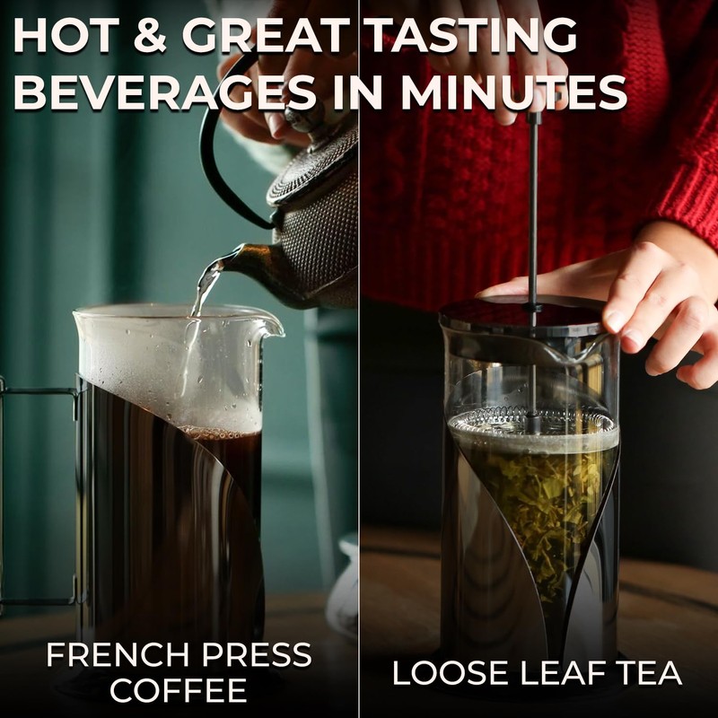 Cafe Du Chateau Stainless Steel French Press Coffee Maker -