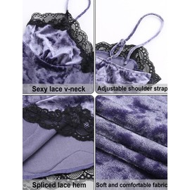 SEAUR Crop Top Women's Y2k Gothic Lace Tank Top Spaghetti Crop Top Cami/Halterneck V Neck Streetwear Club Party Emo Grunge Outfit, E-velvet-purple