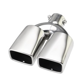 Dual Square Exhaust Tips 2.5" Inlet 3.4" Outlet 9.5" Length - Threaded Rolled Edge Polished Stainless Steel Tips with Drain Holes for Enhanced Style & Durability