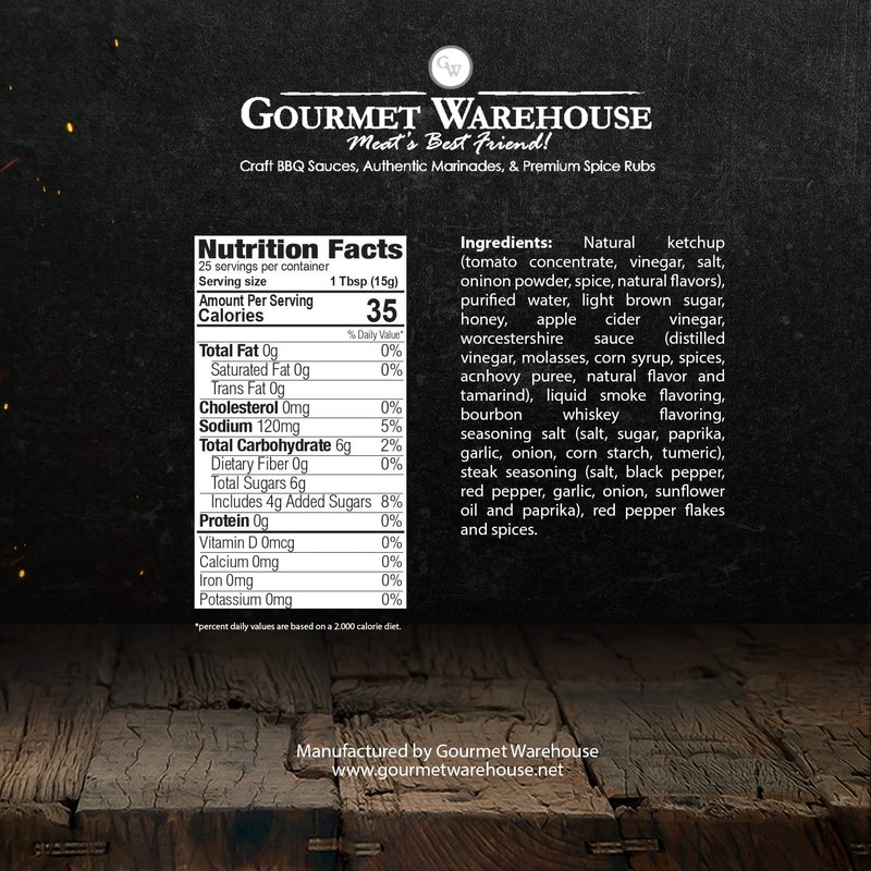 Gourmet Warehouse BBQ Sauces, 16 Fl ozs, 2 Pack (Bourbon