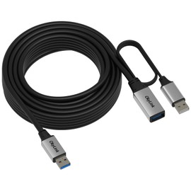 OkyLink Active USB 3 Extension Cable USB A Male to Female with Signal Amplifier, Power Enhanced, Plug and Play, Suitable for Printers, Scanners, Cameras (5 Gbps, Gray, 32ft (10M))