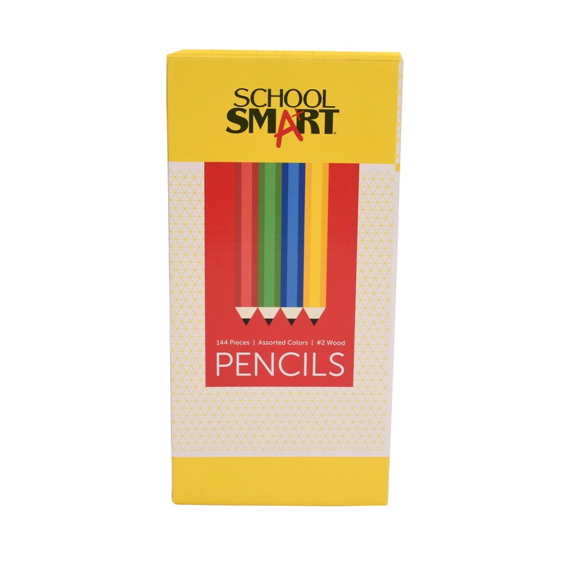 School Smart Traditional No 2 Pencils, Assorted Colors, Pack of