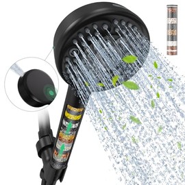 Filtered Shower Head with Handheld,Black