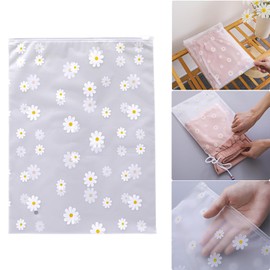 Boxonly Daisy Zipper Storage Bags, Reusable Waterproof PEVA Plastic Pouches for Clothes, Shoes, Toiletries - 12" x 16" / 30 x 40 cm - 25 Pcs