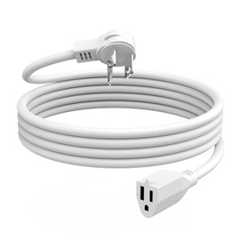 SmartWhale 6FT Extension Cord Indoor, 1875W 15A Flat Plug Extension Cord with 3 Prong, Low Profile Power Cable, White