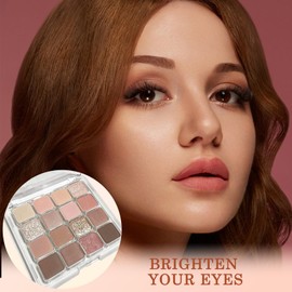16-Color Matte & Glitter Eyeshadow Palette for Women – Waterproof Apricot Tones Smokey Eye Makeup – Highly Pigmented, Long-Lasting & Blendable Pressed Powder Pallet（04）
