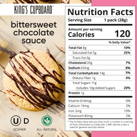 King's Cupboard Bittersweet Chocolate Sauce - The Perfect Hot Fudge Sauce for Topping Ice Cream & Desserts, Chocolate Coffee Drizzle, Baking, Fondue, Gluten-Free, Kosher, All Natural 10 oz - 2 Pack