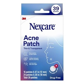 Nexcare Thin and Transparent Acne Patch, Skin Cover Absorbs Pus and Oil from Clogged Pores, made with hydrocolloid, tab allows for easy removal from l