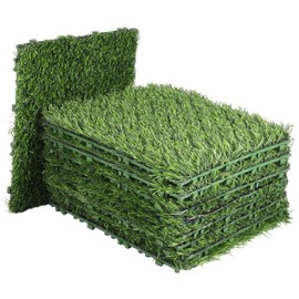Homaisson 9 Pcs Interlocking Artificial Grass Tiles for Outdoor and Indoor Use, Self-Draining, Sunlight-Resistant, Non-Slip, Easy to Install, Perfect for Garden, Balcony, and Kindergarten Spaces
