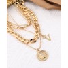 MJartoria Gold Layered Necklaces for Women Trendy Retro Coin Crown