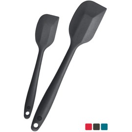 StarPack Premium Silicone Spatula Set (1 Small, 1 Large) - High Heat Resistant to 600Â°F, Hygienic One Piece Design, Non Stick Rubber Cooking Utensil Set (Gray Black)