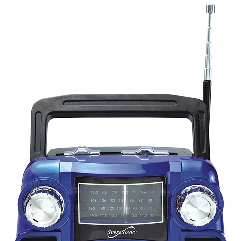 Supersonic® SUPERSONIC SC-1390BT - BLUE Bluetooth 4-Band Radio (Blue)