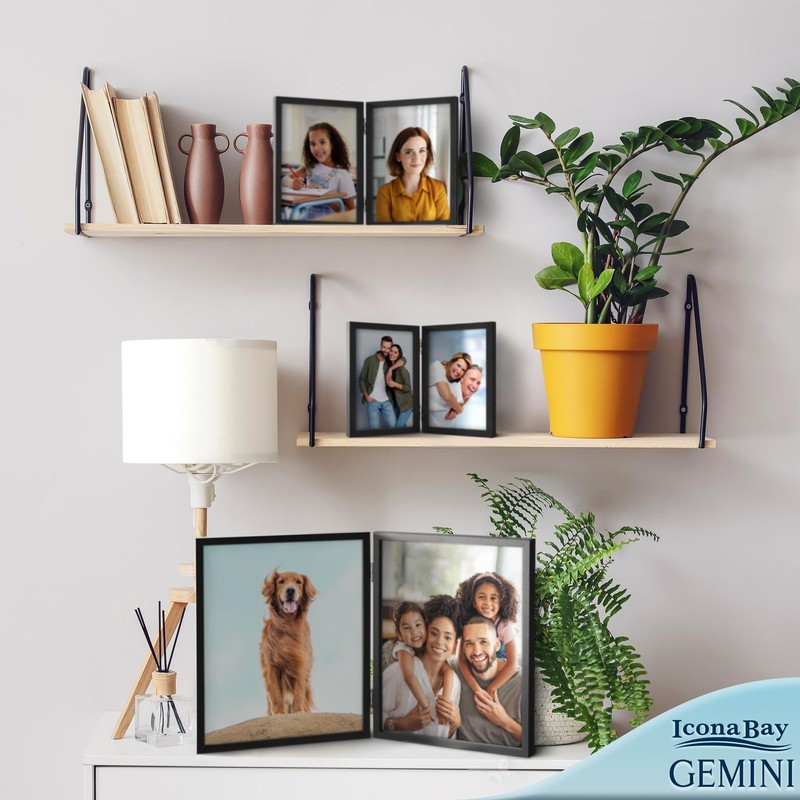 Icona Bay - 8x10 Double Picture Frame - Black -