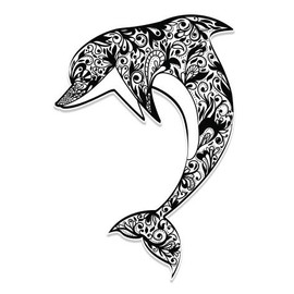 Dolphin Black - 8" Vinyl Sticker - for Car Laptop I-Pad - Waterproof Decal