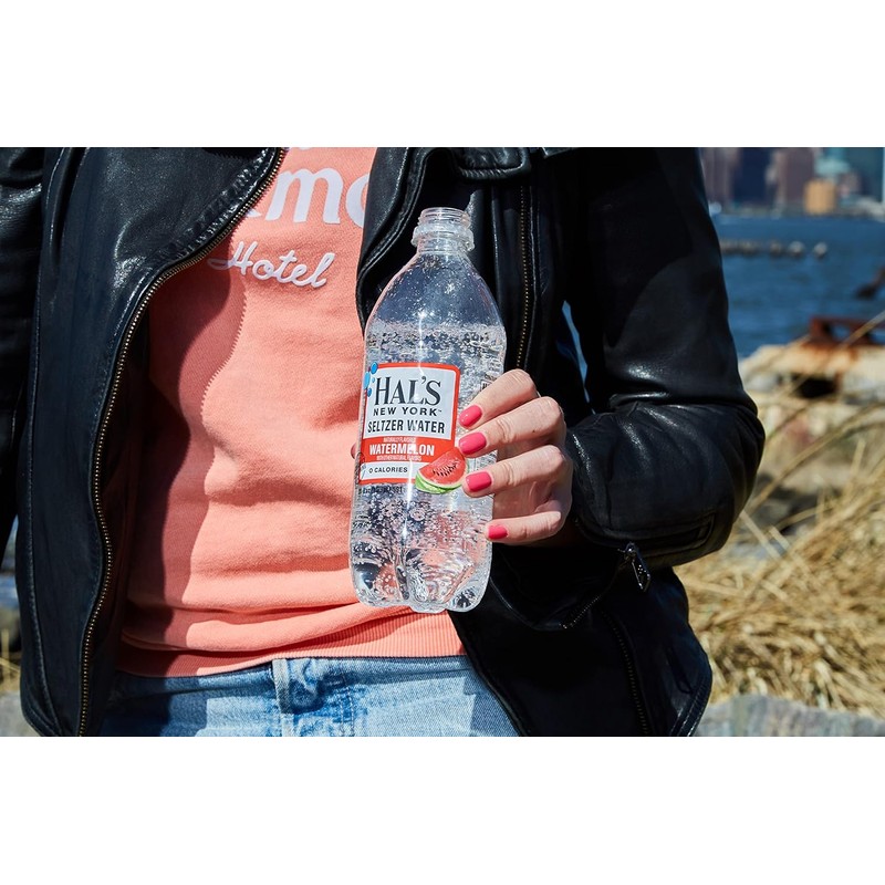 Hal's New York Seltzer Water, Watermelon Sparkling Water, 20 Fl