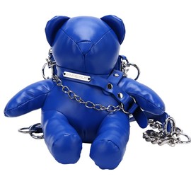 TQUXNGA Kleine Umhängetasche in Bärenform mit Kettenriemen, PU-Leder, Geldbörse, Umhängetasche, Handtasche für Damen, blau