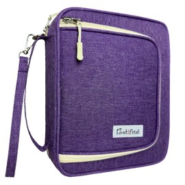 Purple Bible Cover Case for Women, Large Bible Book Cover with Zippered Pockets for Bible Study Accessories, Bible Tote Bag for Church, Study, Travel, for Women Lady Teen Girls