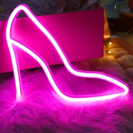 LED High Heeled Shoe Neon Light,Pink High Heels Room Decor, for Festival Party Ktv Bar Home Bedroom Decoration(Pink)