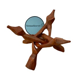 NESSASTORES 1 Wooden Tripod Stand - 6" Hand Carved Room Decor Holder, Ideal Crystal Ball & Rock Stand, Vase Holder for Abalone Shell, Decorative Bowl, Sphere, or Geode JC-046
