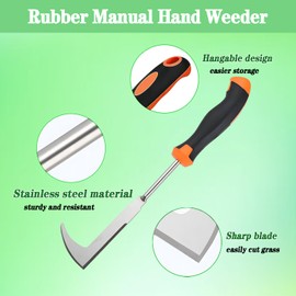 Hand Weeder Tool 2 Pcs, Weed Cutter with Handle, Weeder Tool with Serrated Edge for Removing Moss and Weeds, Stainless Steel Weed Remover Tool Set for Weeding in Slab Joints