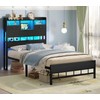 BTHFST Twin Bed Frames with Headboard & Charging Station, LED