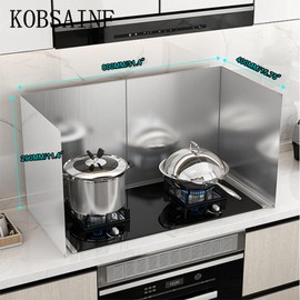 KOBSAINF 4 Sided Splatter Guard,Upgrade Foldable Stainless Steel Oil Splatter Screens for Frying,Nonstick Oil Splatter Guard Stove Heat Insulation Board for Cooking,11.8" x 15.7" (H)