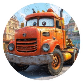 Wooden Puzzles for Kids Ages 4-6, Cartoon Truck 50 Pieces Kids Puzzle, Children Birthday Easter Puzzle Gift Idea, Educational Puzzles Toys for Boys and Girls (11.4 * 11.4in)