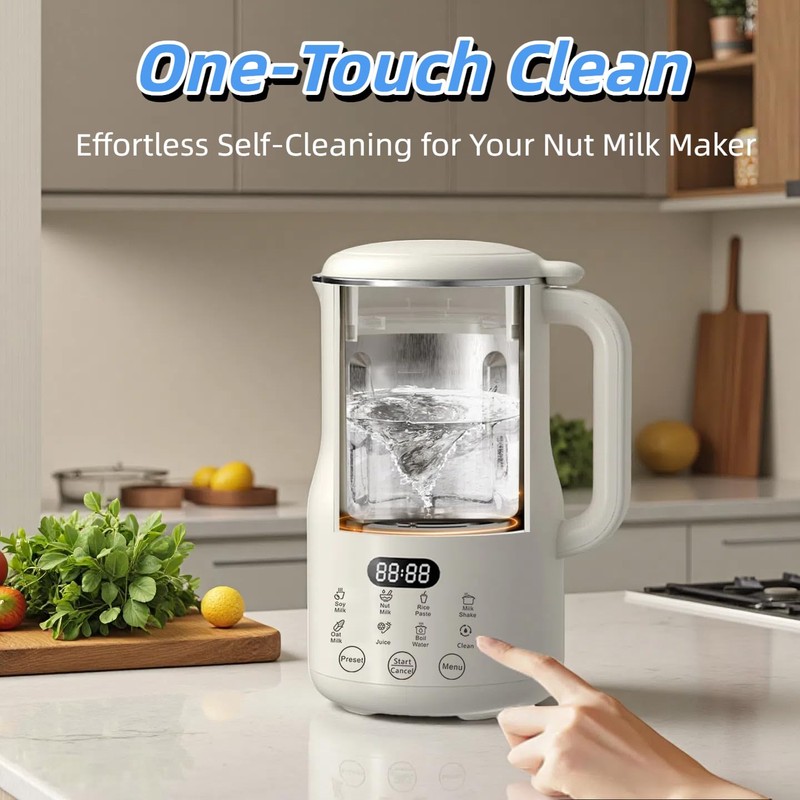 8-in-1 Automatic Nut Milk Maker Blender, 40.6oz Homemade Almond, Oat,
