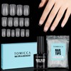 TOMICCA Short Square Nail Tips with Nail Glue Set, Nail