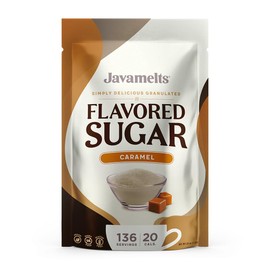 Javamelts Caramel Flavored Sugar | Pure Cane Sugar for Baking, Coffee Syrup Substitute, Cocktails, Tea | Non GMO, Non Dairy, Gluten Free, Kosher | 1.5 Pound Bag (136 Servings)