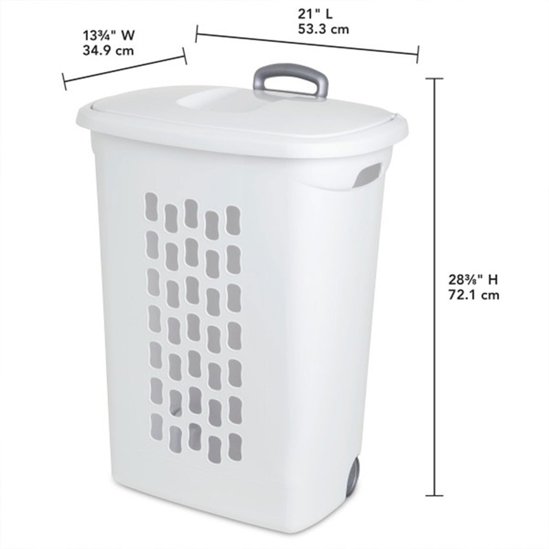 Sterilite 3-Pack Ultra Wheeled Hamper, Laundry Basket w/ Flip-Top Lid